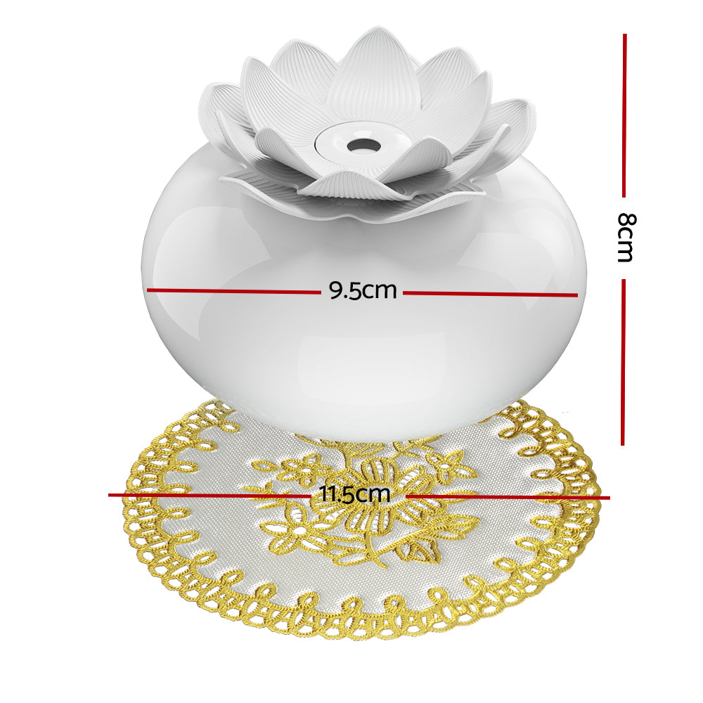 Delicate Ceramic Baugaus Lotus Design Ultrasonic LED Aroma Diffuser 200ml Homecoze