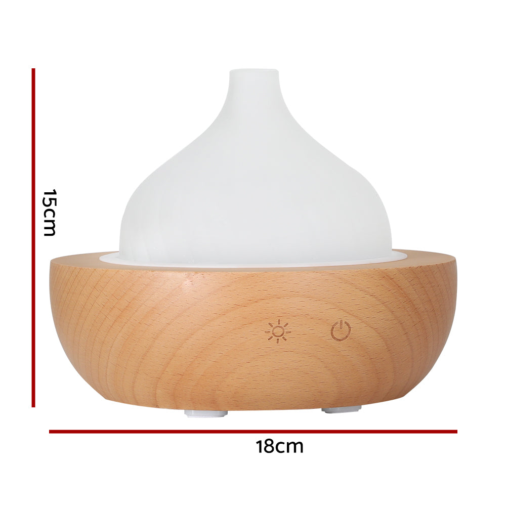 Wooden Base Glass Dome Ultrasonic Aroma Diffuser 7 Colour LED 200ml