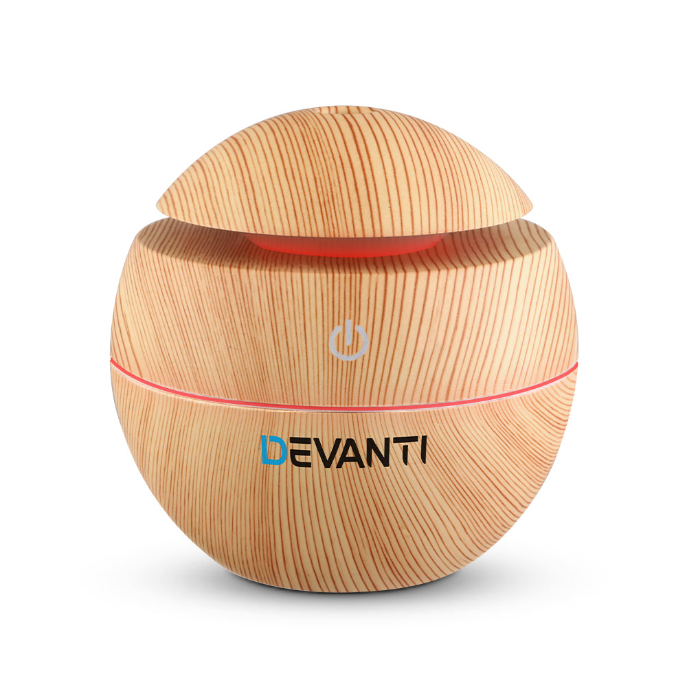 Light Wood Grain Mini USB 7-Colour LED Aroma Diffuser 130ml - Homecoze