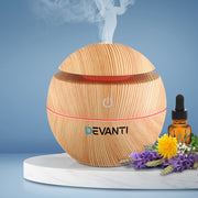 Light Wood Grain Mini USB 7-Colour LED Aroma Diffuser 130ml - Homecoze
