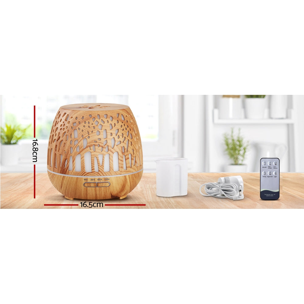 Enchanted Forest Wood Pattern 7-Colour LED Aroma Diffuser 400ml Homecoze