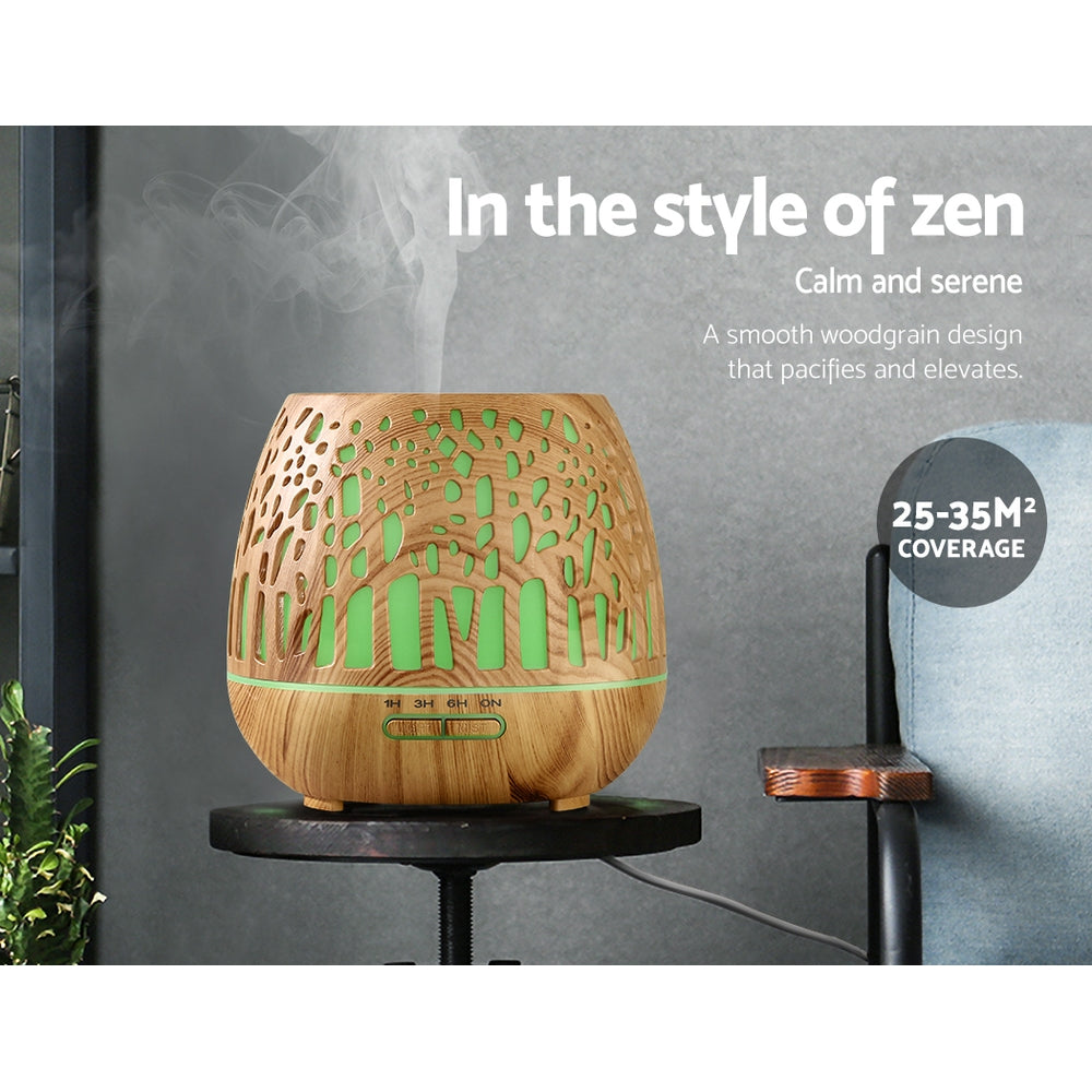 Enchanted Forest Wood Pattern 7-Colour LED Aroma Diffuser 400ml - Homecoze