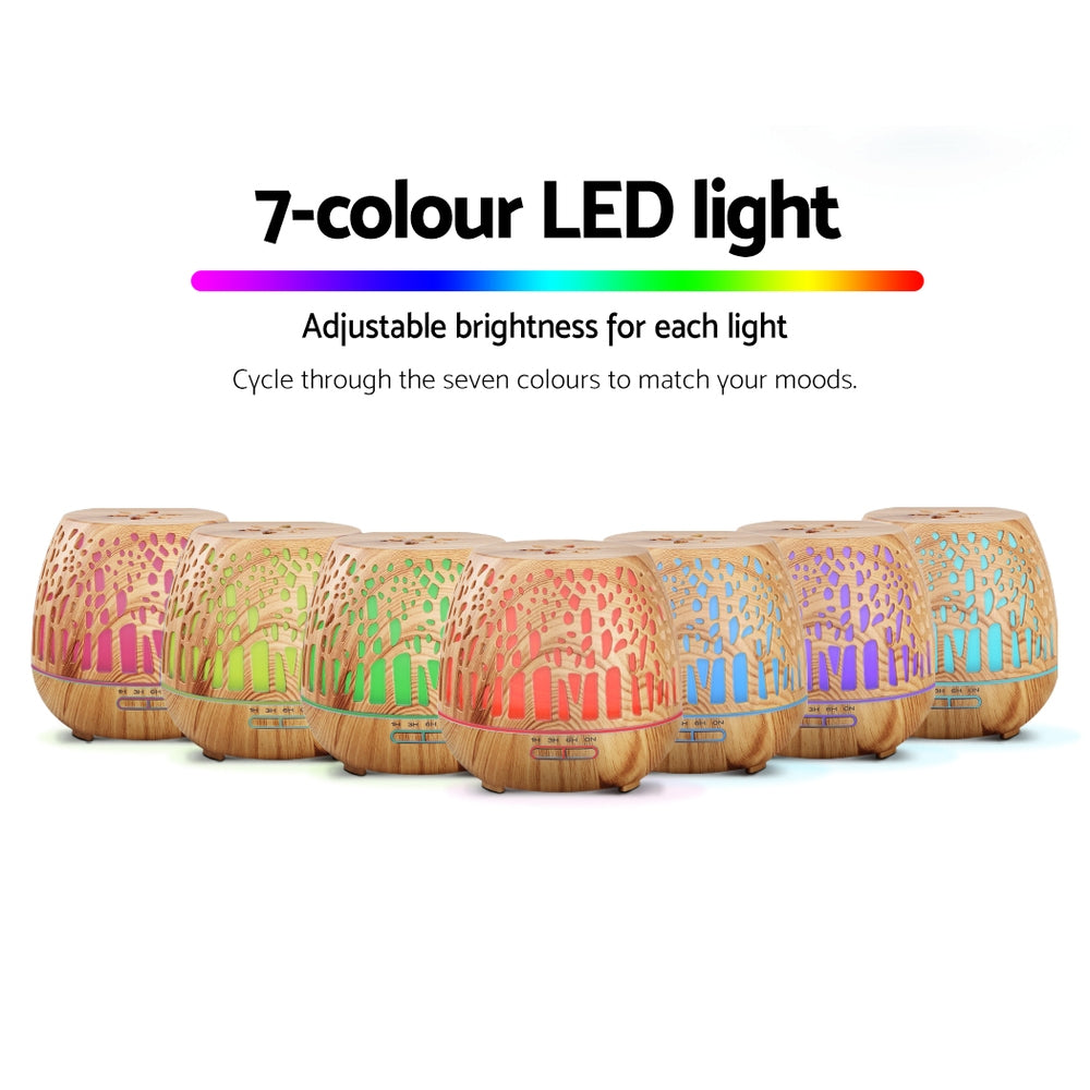 Enchanted Forest Wood Pattern 7-Colour LED Aroma Diffuser 400ml - Homecoze