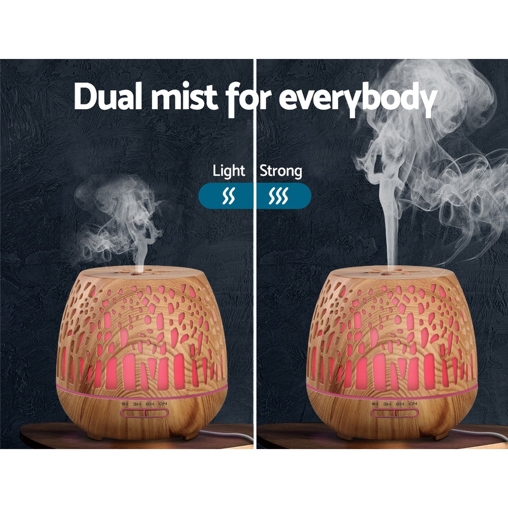 Enchanted Forest Wood Pattern 7-Colour LED Aroma Diffuser 400ml - Homecoze