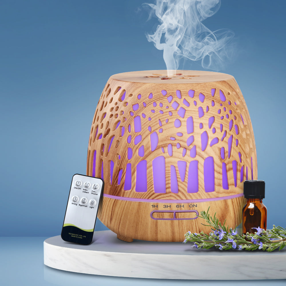 Enchanted Forest Wood Pattern 7-Colour LED Aroma Diffuser 400ml Homecoze