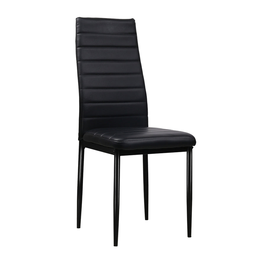 Set of 4 Dining Chairs PVC Leather - Black Homecoze