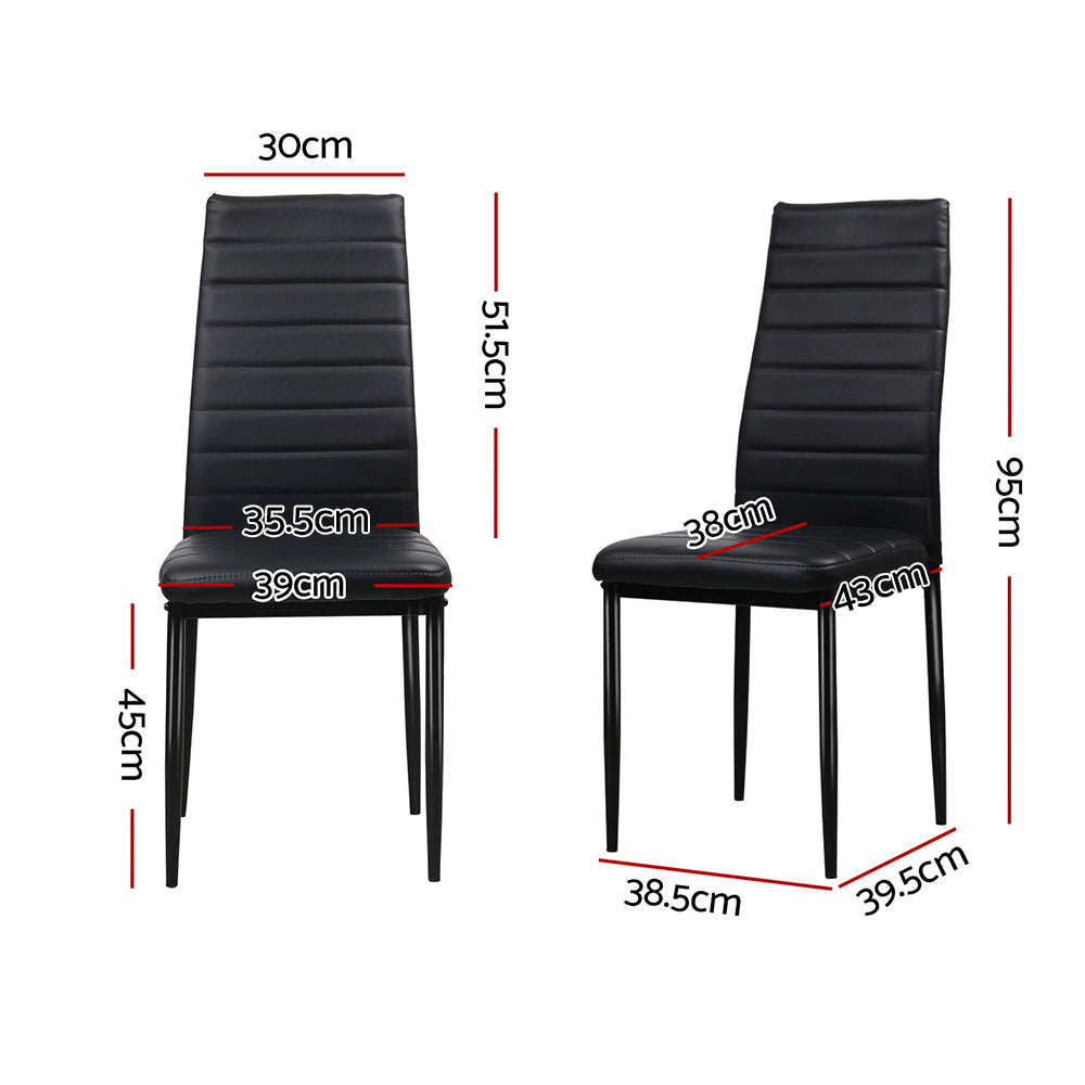 Set of 4 Dining Chairs PVC Leather - Black Homecoze