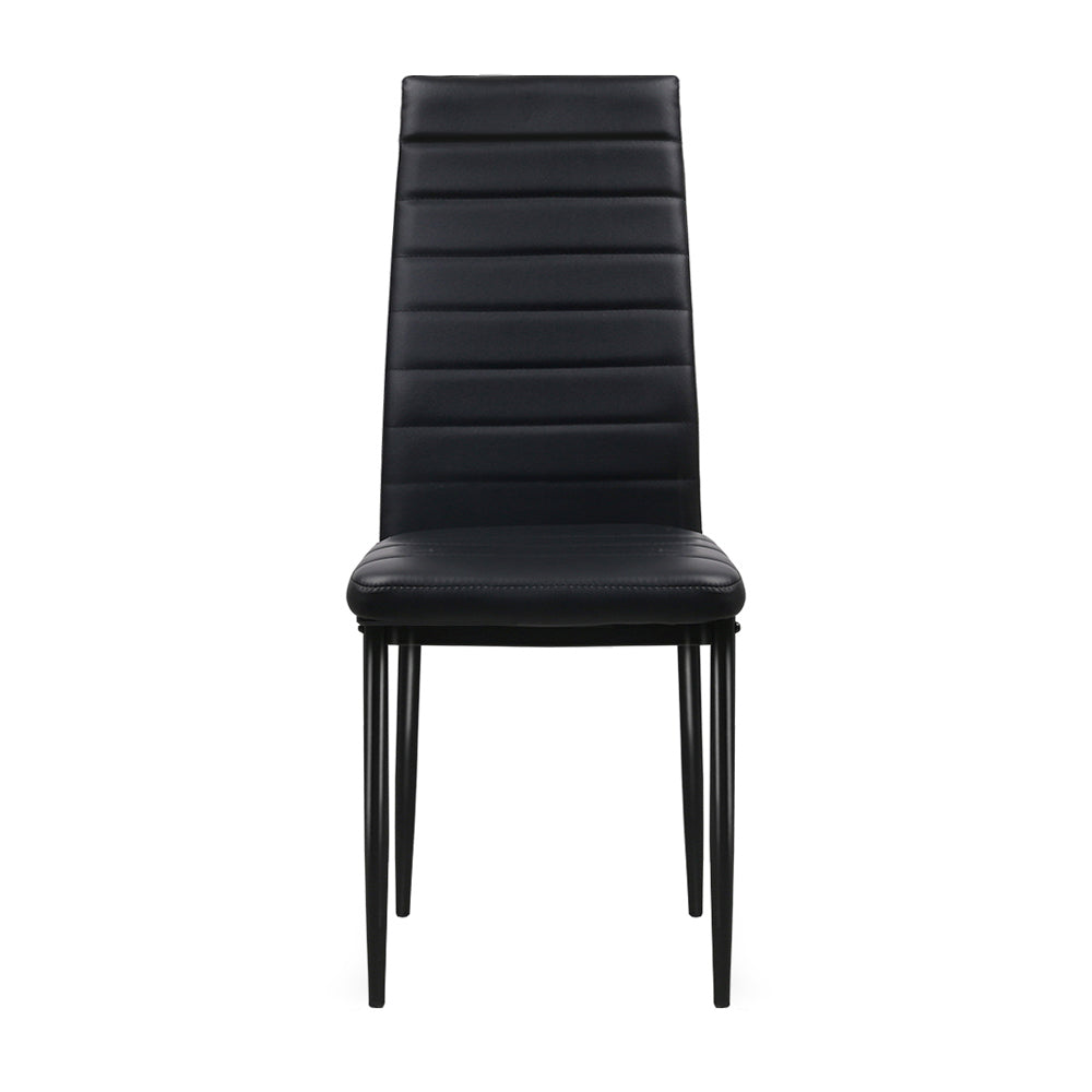 Set of 4 Dining Chairs PVC Leather - Black Homecoze