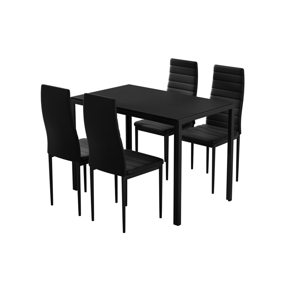 4 Seat Compact Modern Dining Table and Chair Set - Black Homecoze