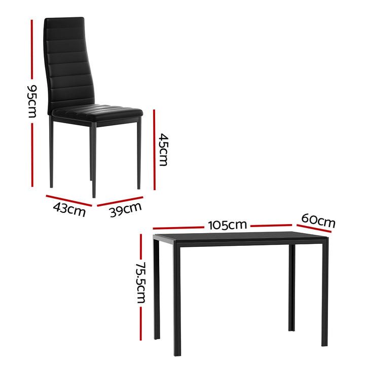 4 Seat Compact Modern Dining Table and Chair Set - Black Homecoze