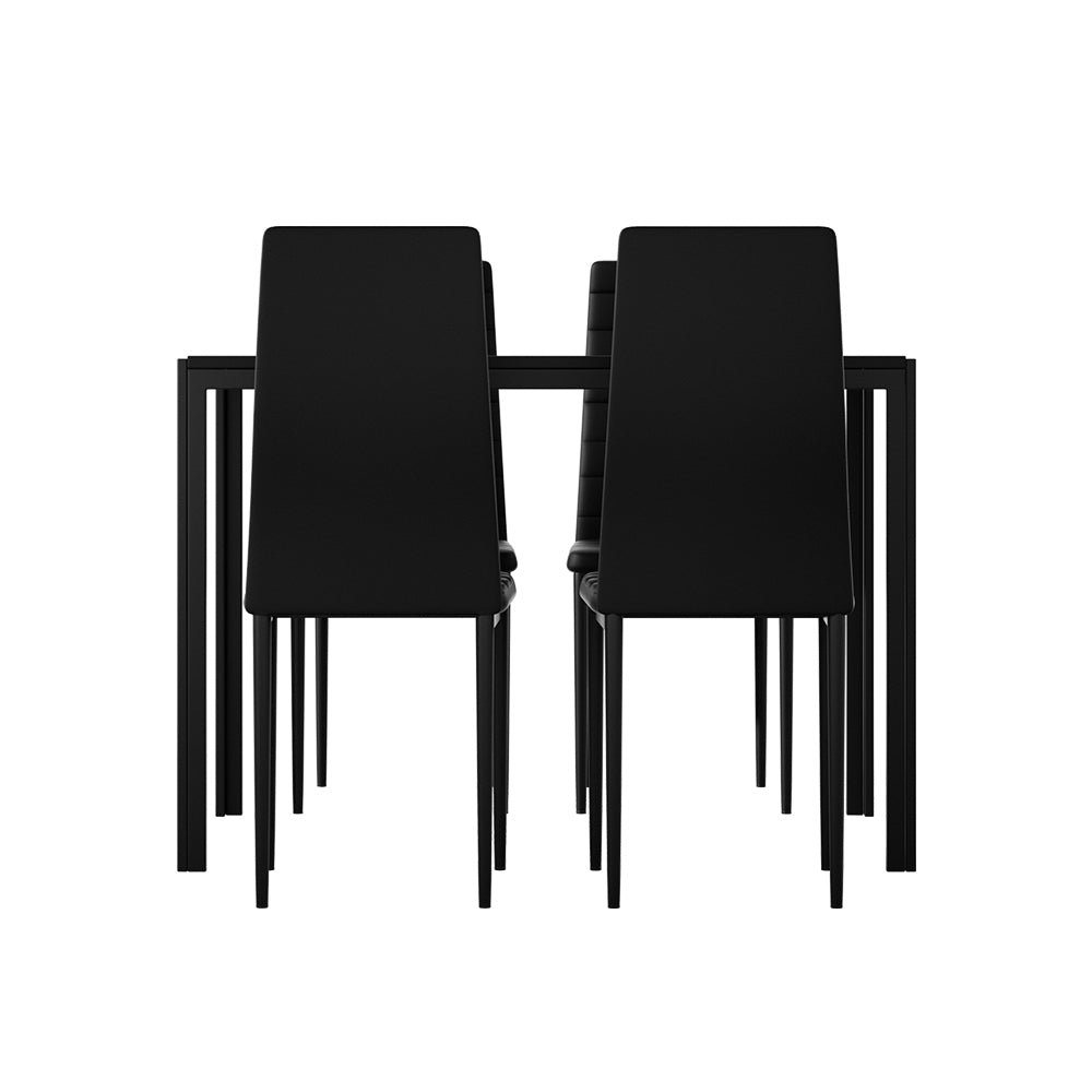 4 Seat Compact Modern Dining Table and Chair Set - Black Homecoze