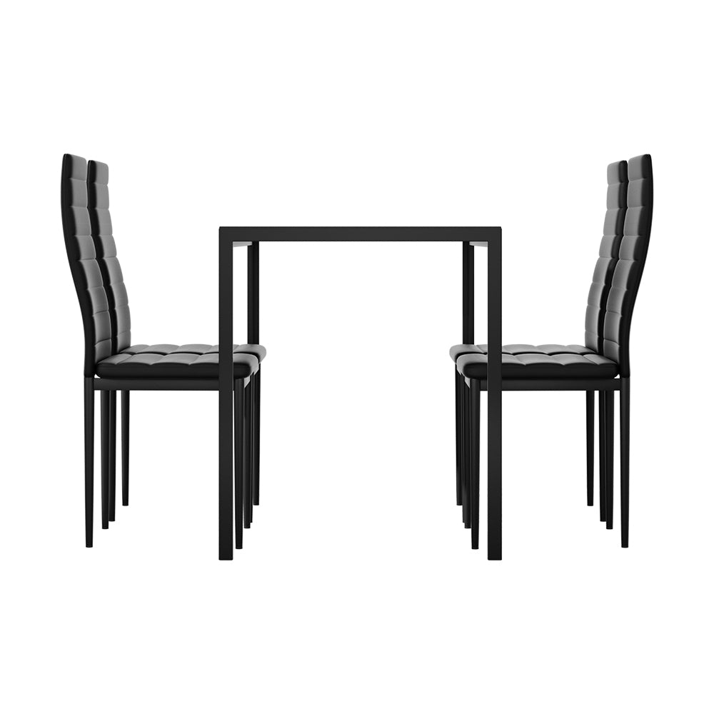 4 Seat Compact Modern Dining Table and Chair Set - Black Homecoze