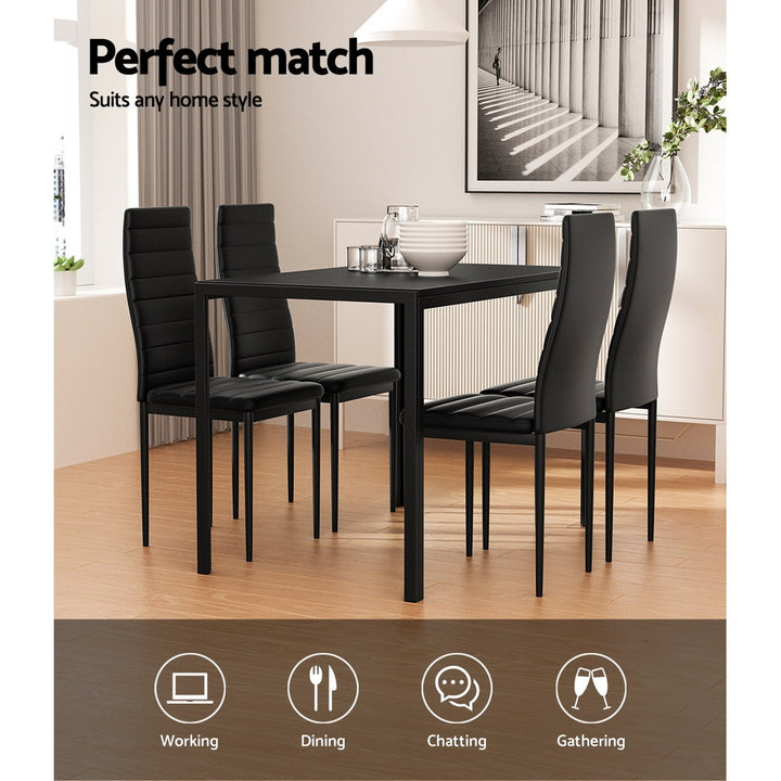 4 Seat Compact Modern Dining Table and Chair Set - Black Homecoze