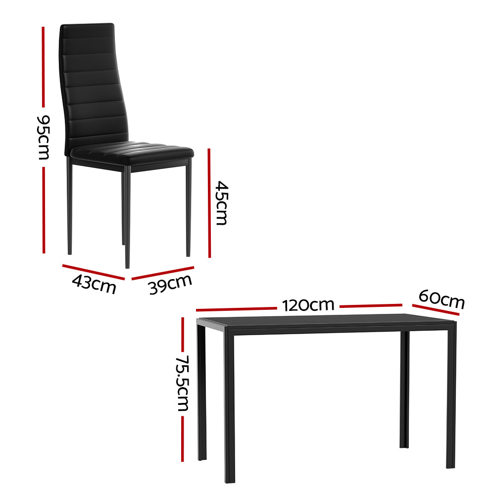 6 Seat Compact Modern Dining Table and Chair Set - Black Homecoze