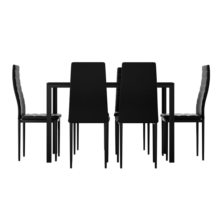 6 Seat Compact Modern Dining Table and Chair Set - Black Homecoze