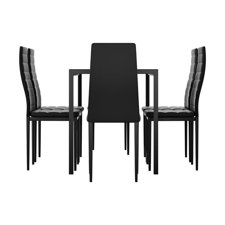 6 Seat Compact Modern Dining Table and Chair Set - Black Homecoze