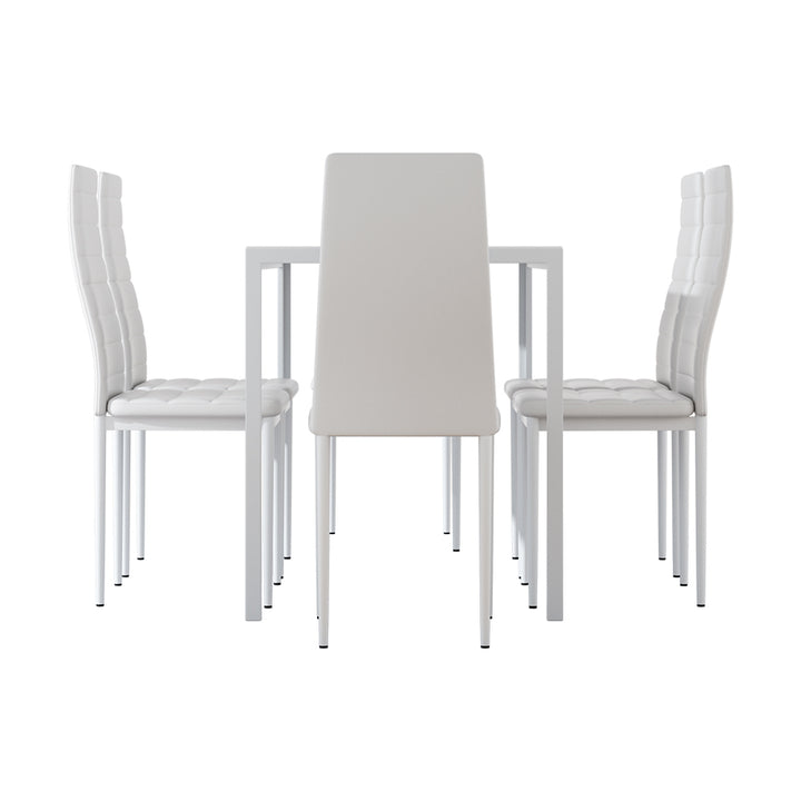 6 Seat Compact Modern Dining Table and Chair Set - White Homecoze