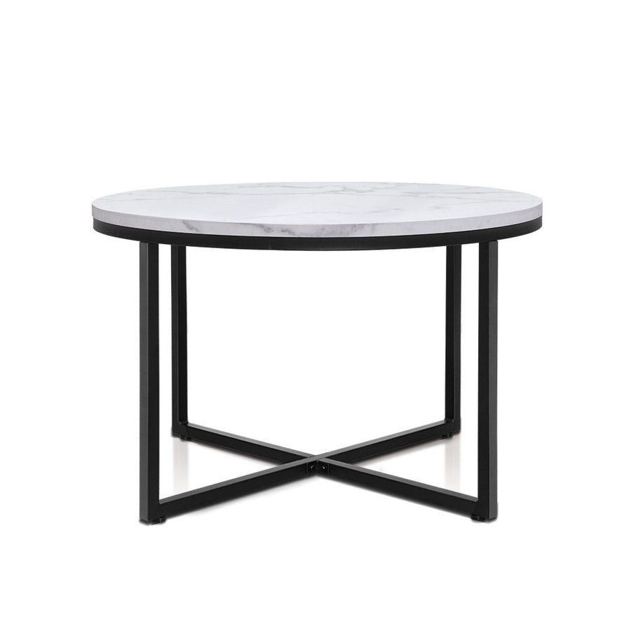 Modernistic Marble Effect Laminated MDF Round 70cm Coffee Table Homecoze