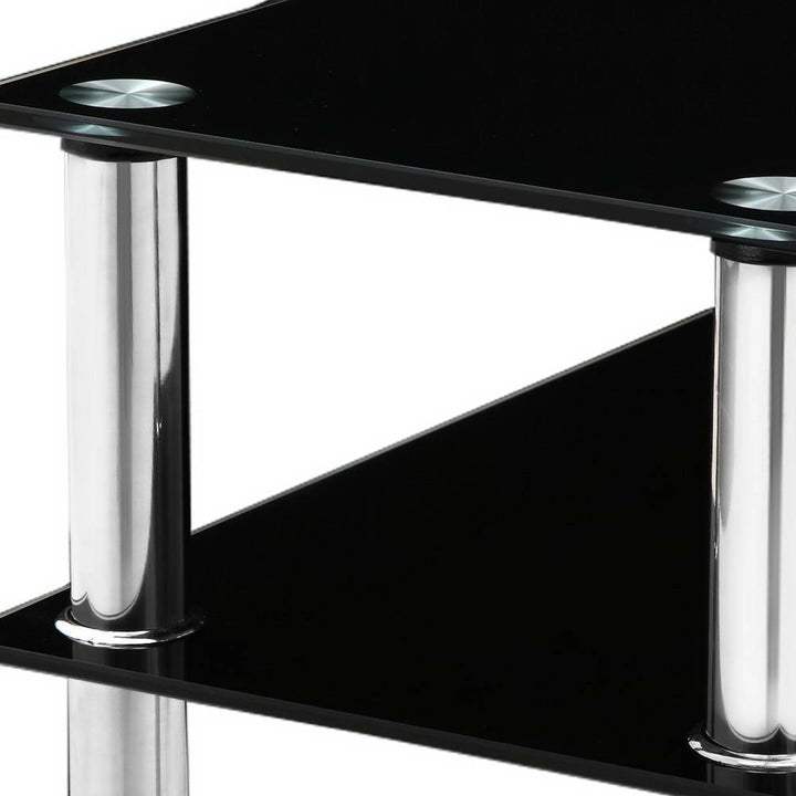 3 Tier Hallway Console Table - Black & Silver Homecoze