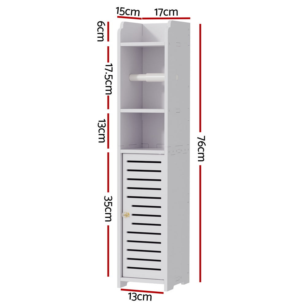 Bathroom Toilet Paper Holder Cabinet 3 Tier Floor Cabinet - White