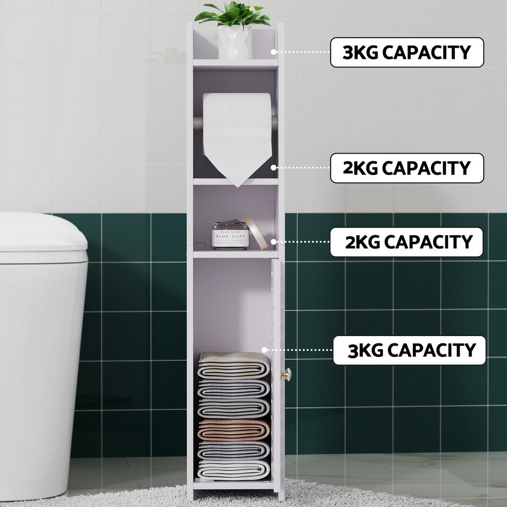 Bathroom Toilet Paper Holder Cabinet 3 Tier Floor Cabinet - White