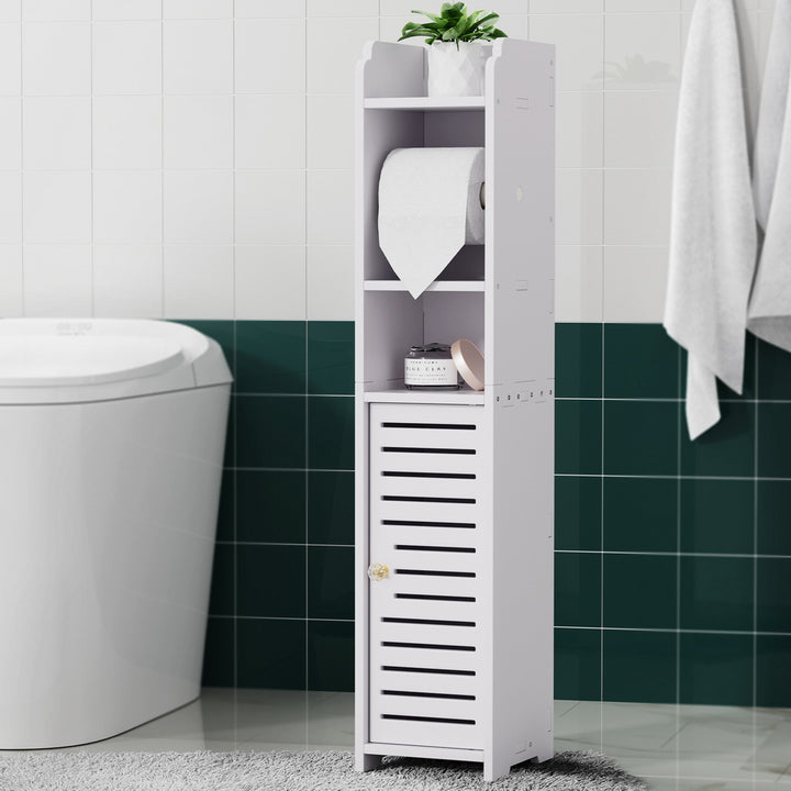 Bathroom Toilet Paper Holder Cabinet 3 Tier Floor Cabinet - White