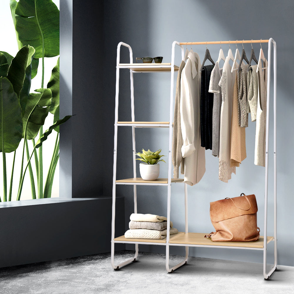 Wardrobe Organizer Clothes Stand Storage Rack - White Homecoze