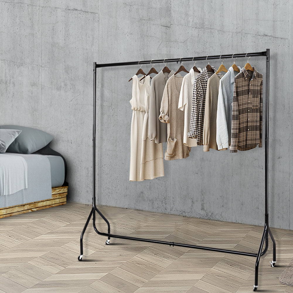 6ft Clothes Stand Garment Rack with Caster Wheels - Black Homecoze