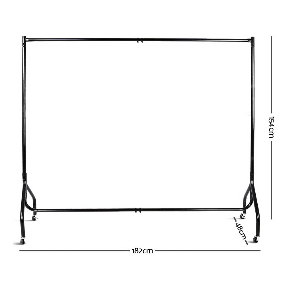 Set of 2 6ft Clothes Stand Garment Rack with Caster Wheels - Black Homecoze