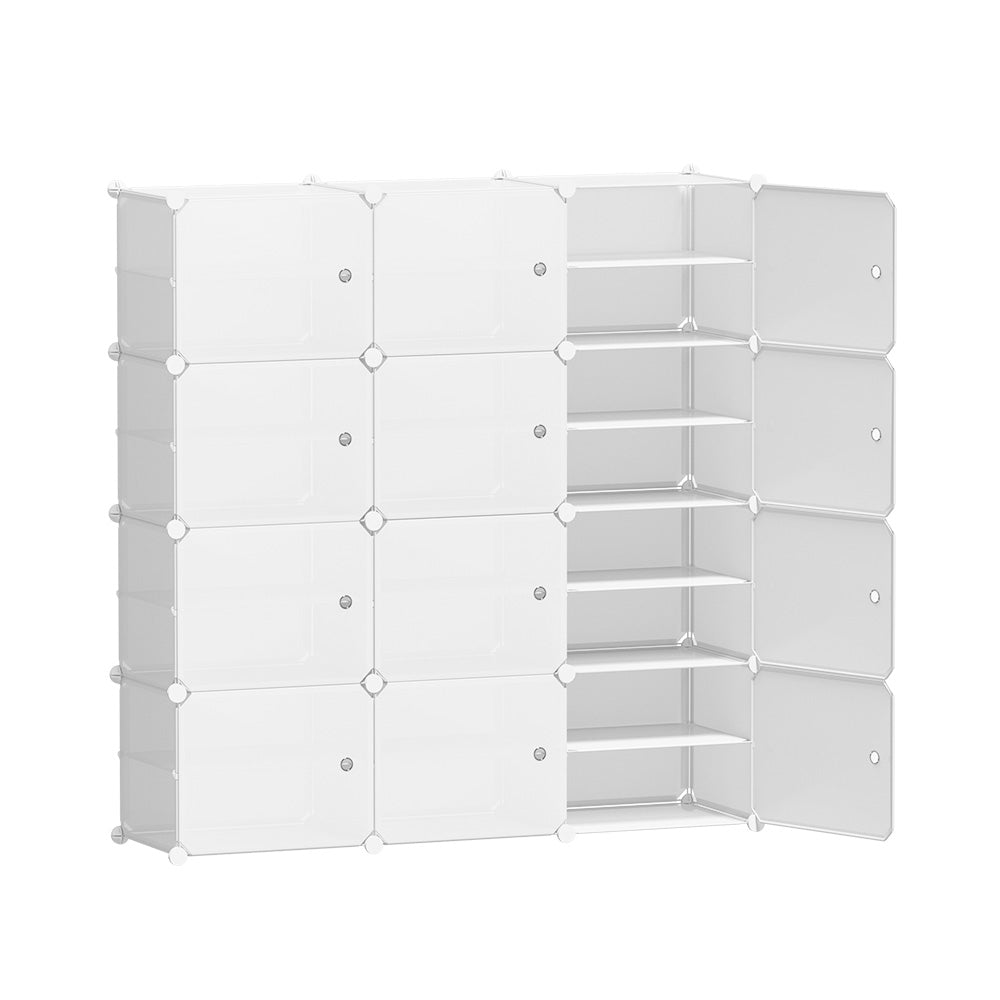 DIY Shoe Cabinet 12 Cube Portable Organizer Storage Stand - White Homecoze