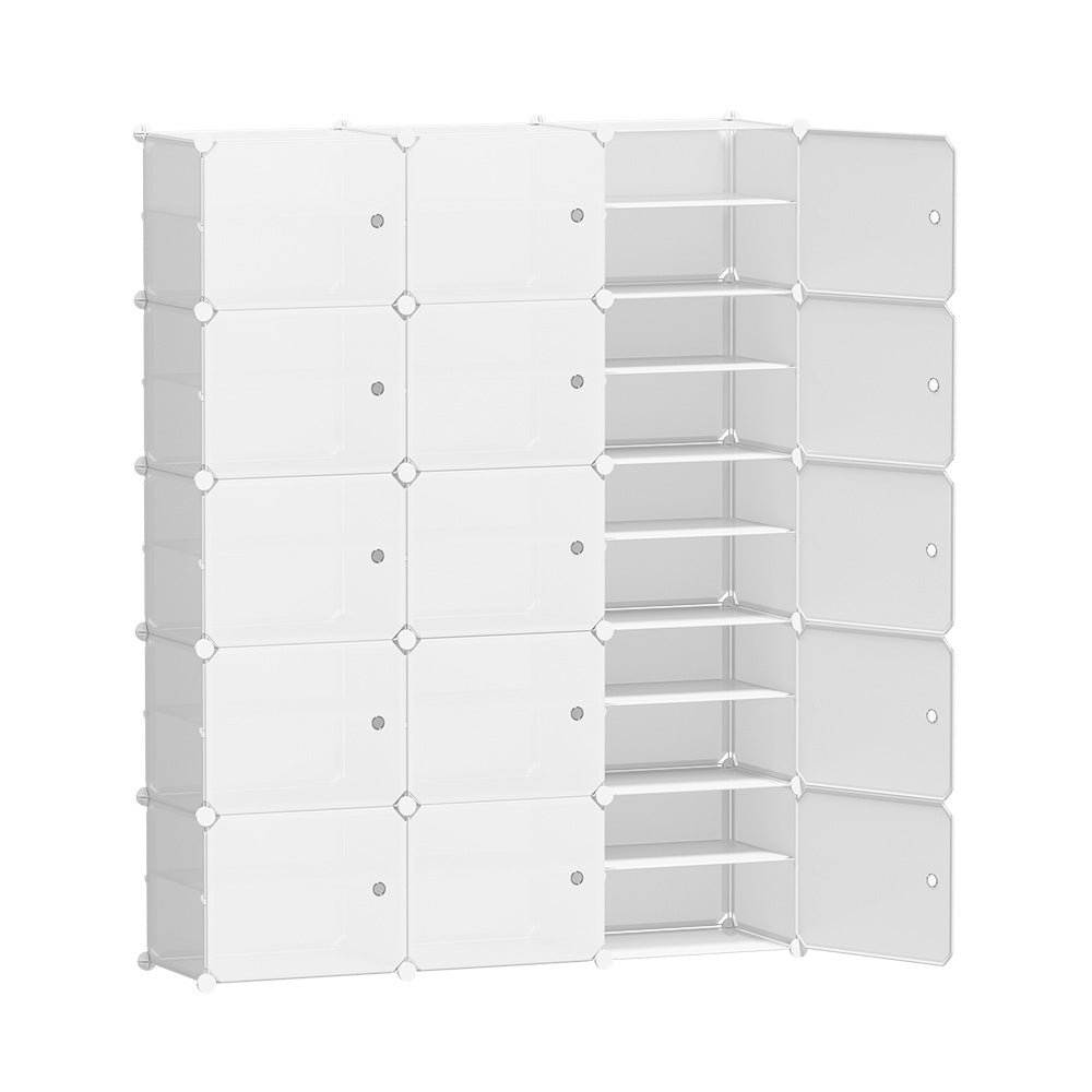 DIY Shoe Cabinet 15 Cube Portable Organizer Storage Stand - White Homecoze