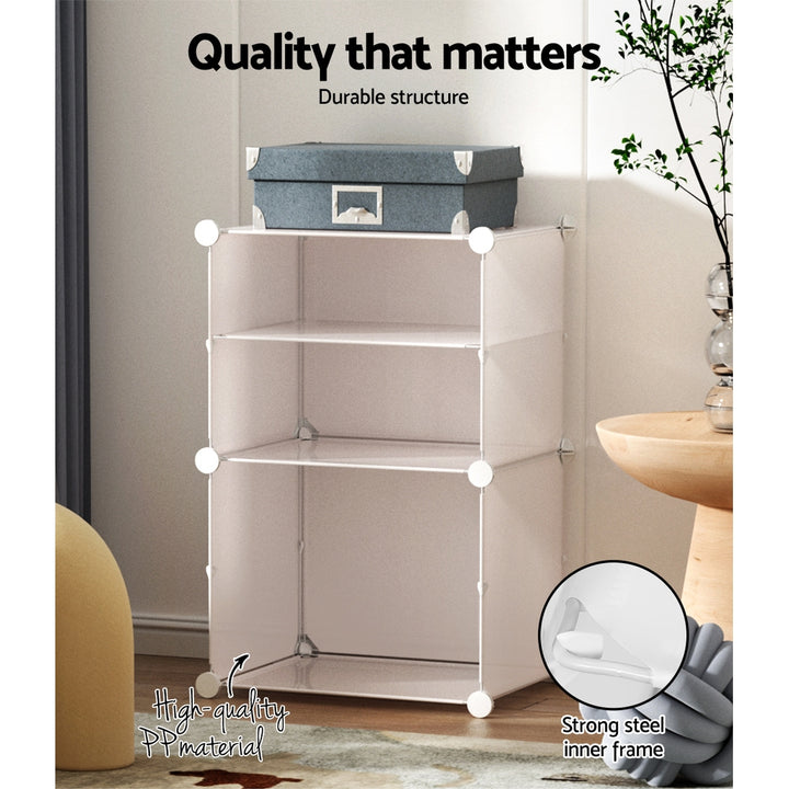 DIY Shoe Cabinet 2 Cube Portable Organizer Storage Stand - White Homecoze