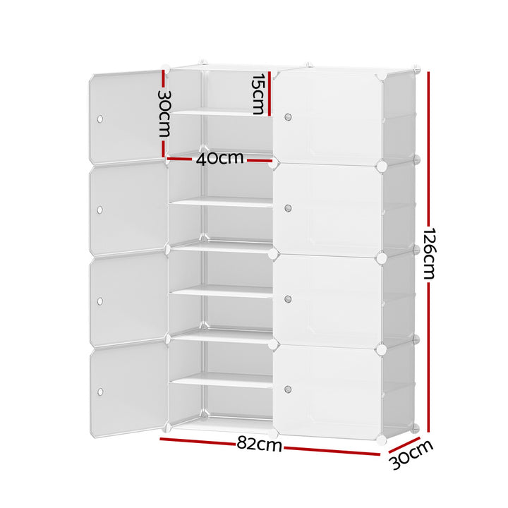 DIY Shoe Cabinet 8 Cube Portable Organizer Storage Stand - White Homecoze