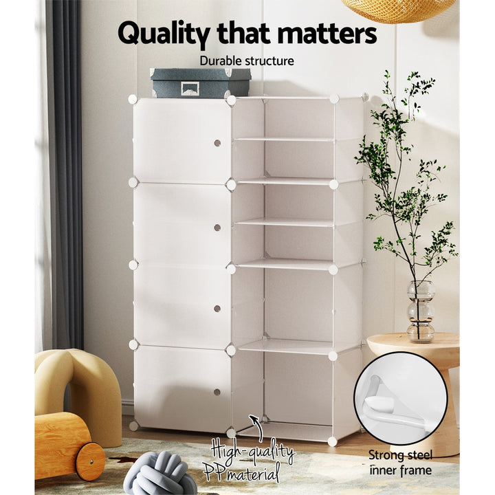 DIY Shoe Cabinet 8 Cube Portable Organizer Storage Stand - White Homecoze