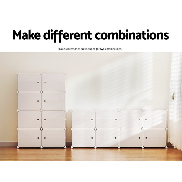 DIY Shoe Cabinet 8 Cube Portable Organizer Storage Stand - White Homecoze