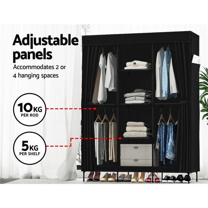 Clothes Wardrobe Closet Storage Large DIY Portable Temporary Organizer with Shelf - Black Homecoze