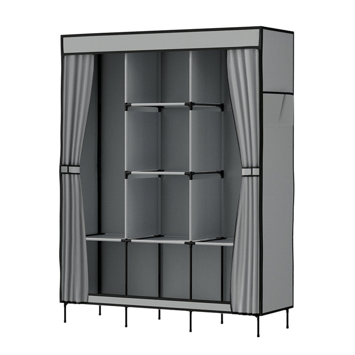 Clothes Wardrobe Closet Storage Large DIY Portable Temporary Organizer with Shelf - Grey Homecoze