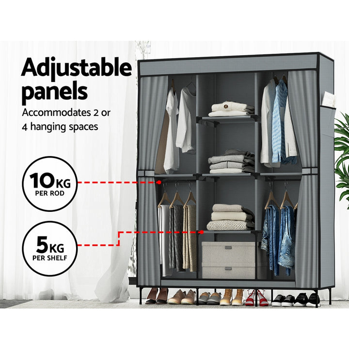 Clothes Wardrobe Closet Storage Large DIY Portable Temporary Organizer with Shelf - Grey Homecoze