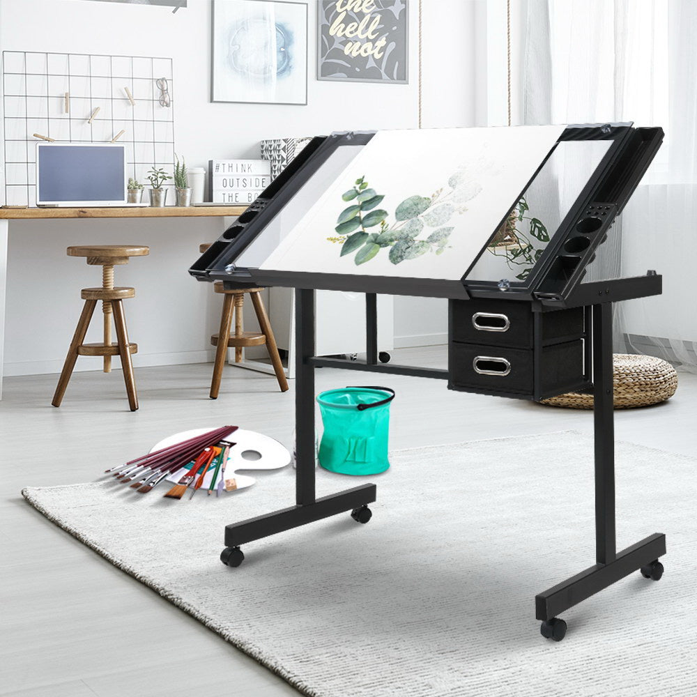 Adjustable Tilt Art Drawing Desk & Drafting Table - Black Homecoze