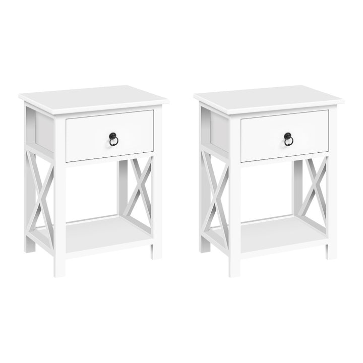 Set of 2 Chic Country Inspired Side Tables - White Homecoze