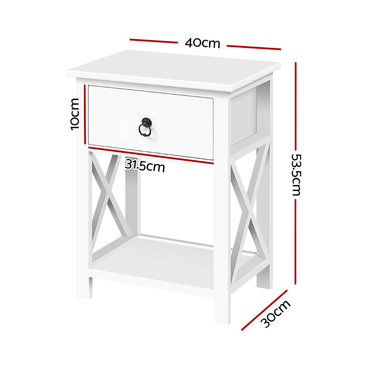 Set of 2 Chic Country Inspired Side Tables - White Homecoze
