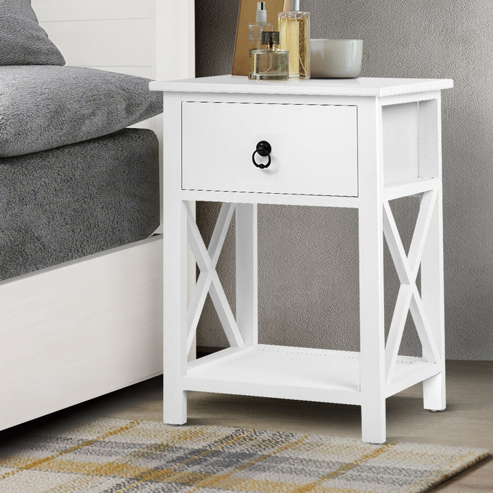 Set of 2 Chic Country Inspired Side Tables - White Homecoze