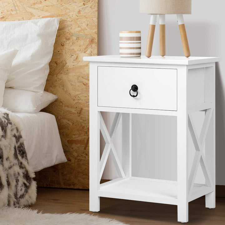 Set of 2 Chic Country Inspired Side Tables - White Homecoze