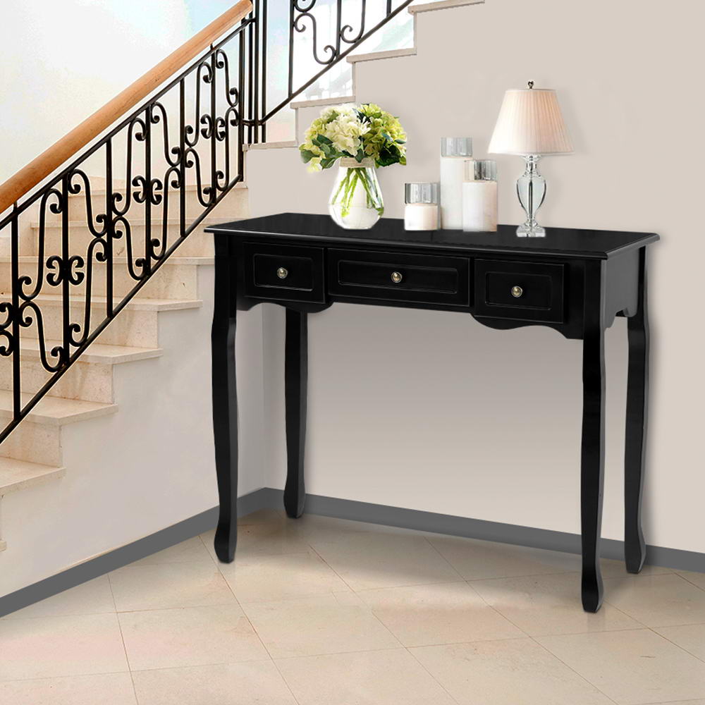 French Provincial Style 3 Drawer Dresser Side Table - Black Homecoze