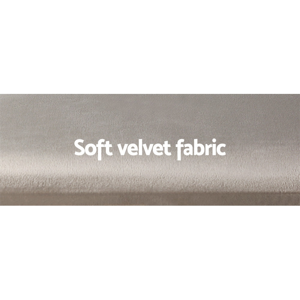 Dressing Table Stool - White & Velvet Fabric Grey - Homecoze