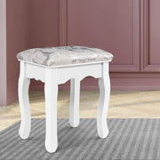 Dressing Table Stool - White & Patterned Linen Fabric - Homecoze