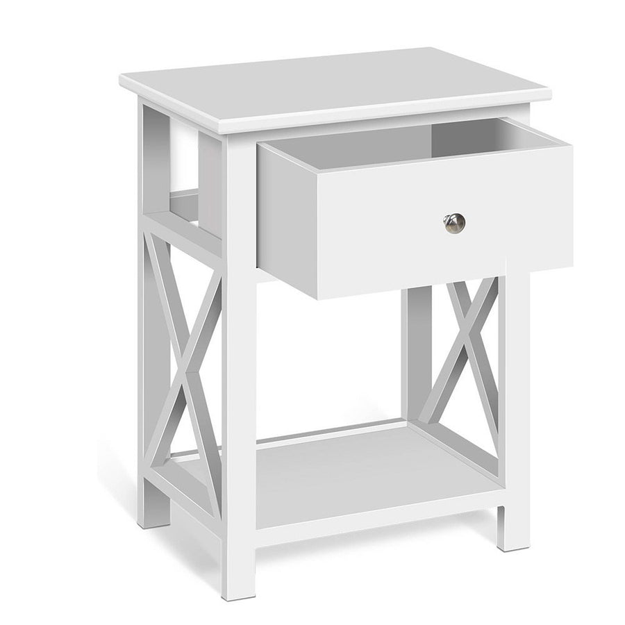 Chic Country Style Table Bedside Side Table - White Homecoze