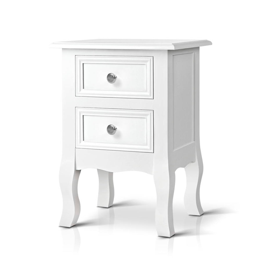 French Provincial Style Bedside Table Nightstand - White Homecoze