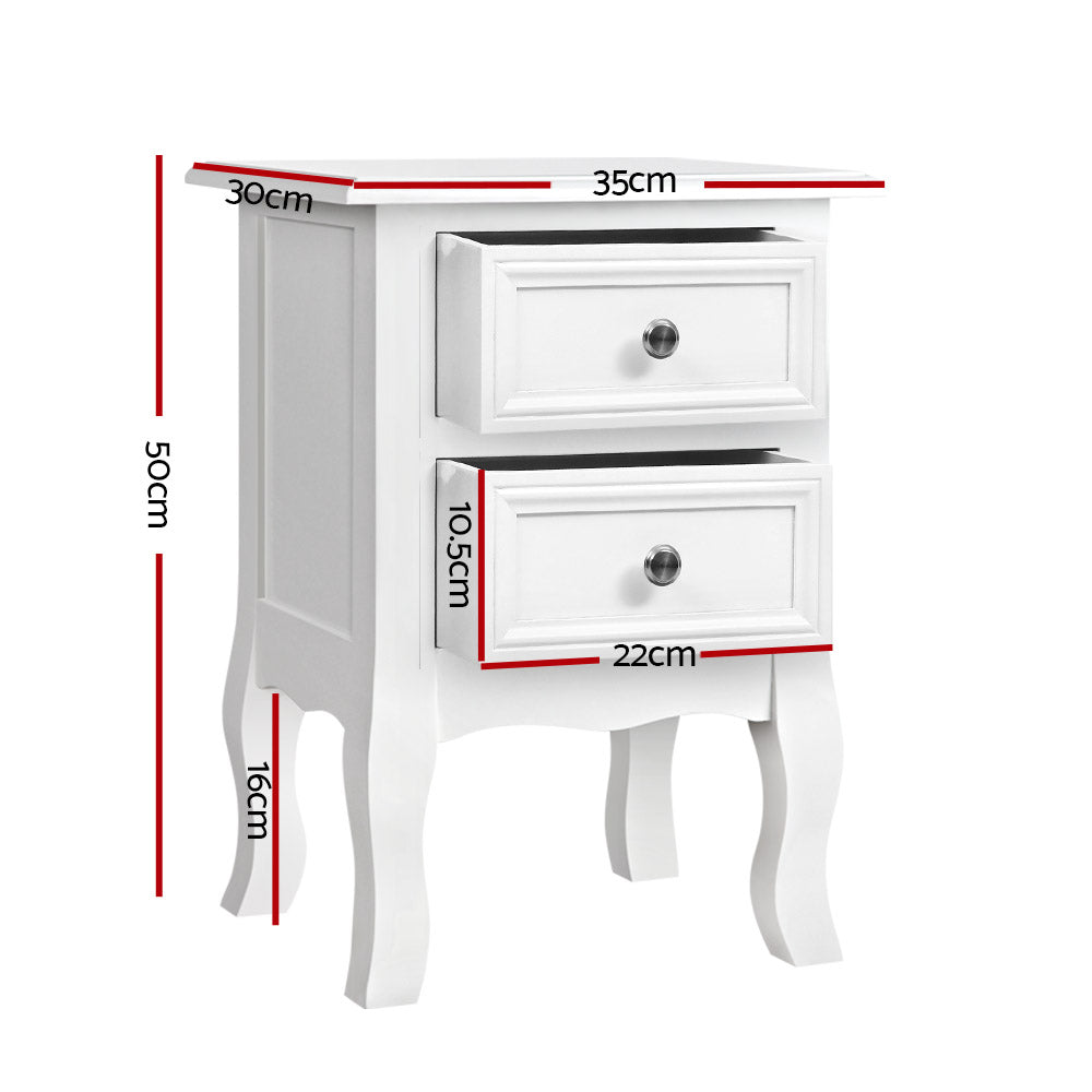 French Provincial Style Bedside Table Nightstand - White - Homecoze