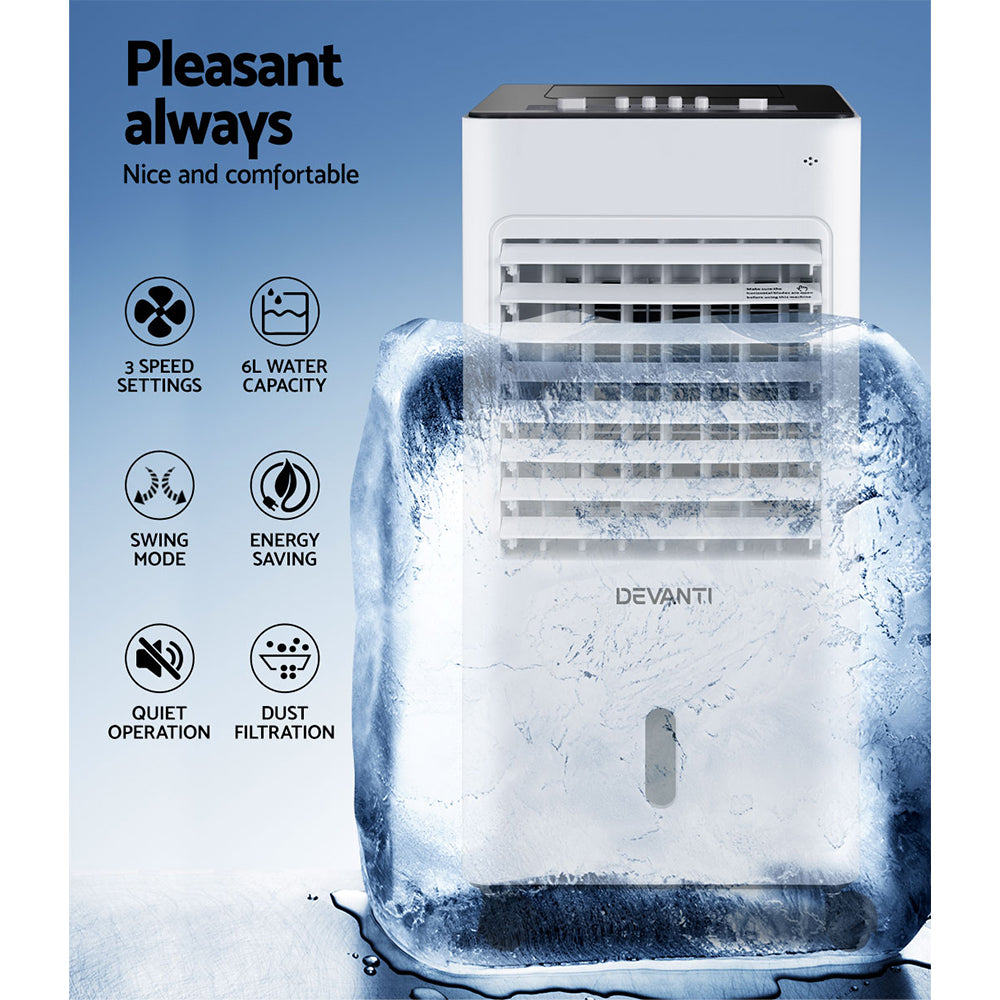 Portable Evaporative Air Cooler 6L Cooling Fan Humidifier Homecoze